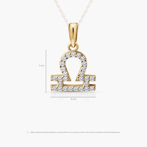 Zawieszka waga SAVICKI: złota, cyrkonie